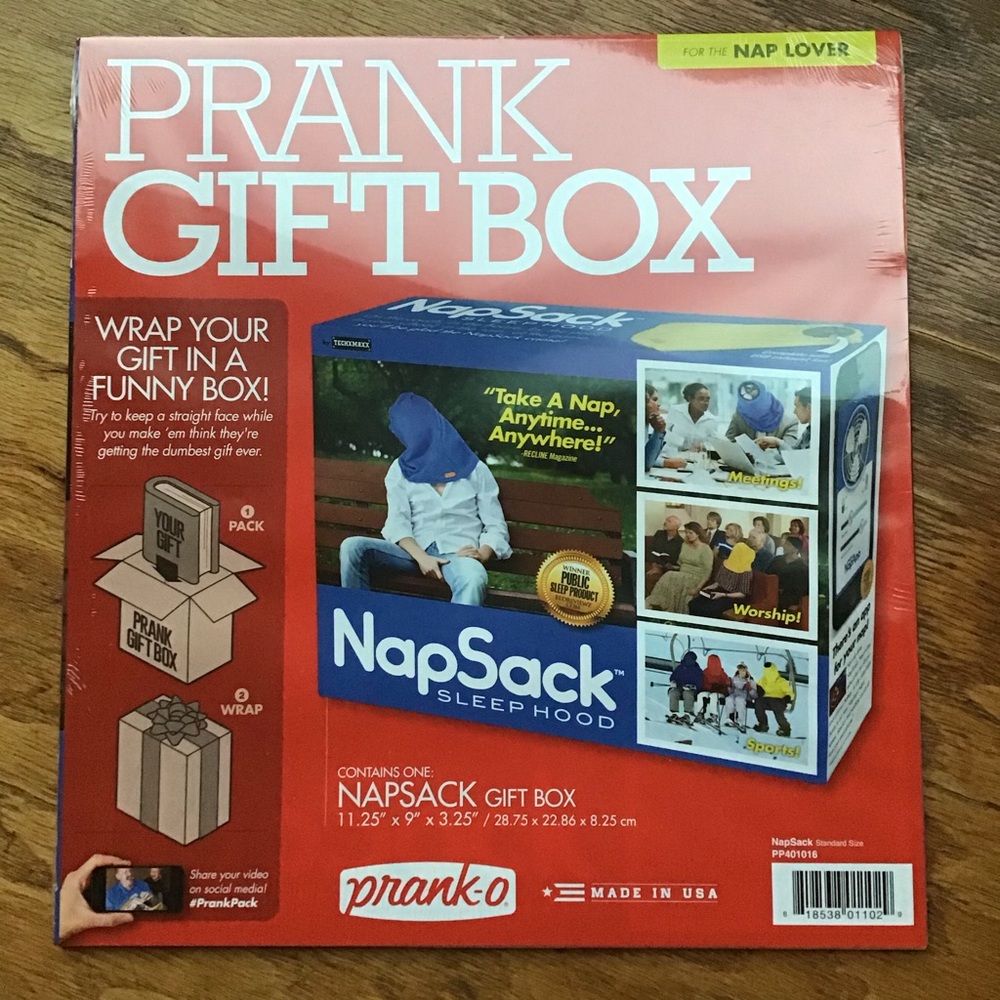 Prank Gift Box NapSack Medium Fake Gag Christmas Grad Father's Day